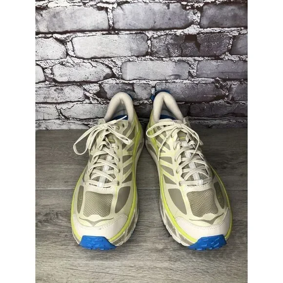 Hoka One Mafate Speed 2 Eggnog Gray Mesh Neon Yellow Running Men 14M US/49 1/3EU